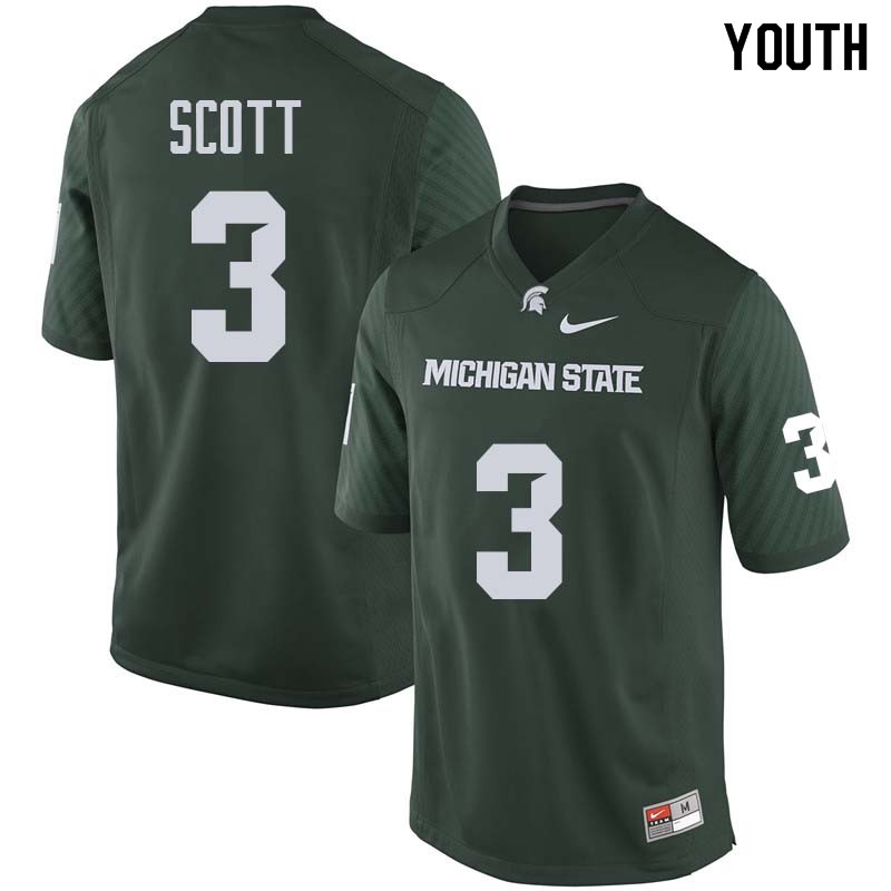 Youth #3 LJ Scott Michigan State College Football Jerseys Sale-Green